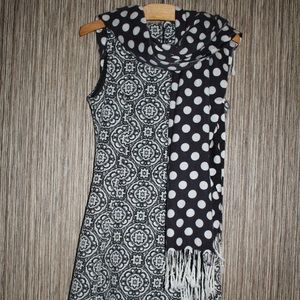 Dex Black and White dress with Long Scarf to wear